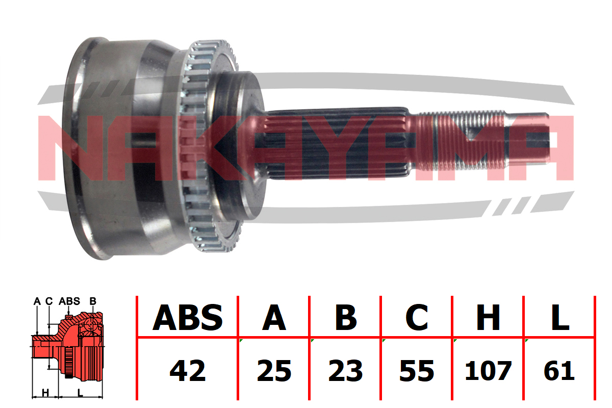 Шрус внешн. к-кт nissan sunny b15, almera N16 00-05 (25x23x168x55 abs:42) - Nakayama NJ795NY