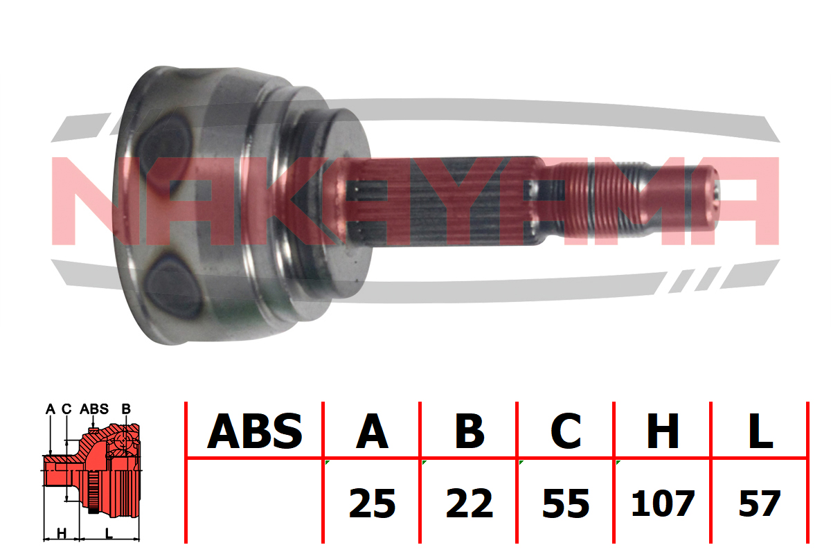 Шрус внешн. к-кт nissan sunny b15/almera N16 00-05 (25x22x164x55) - Nakayama NJ800NY
