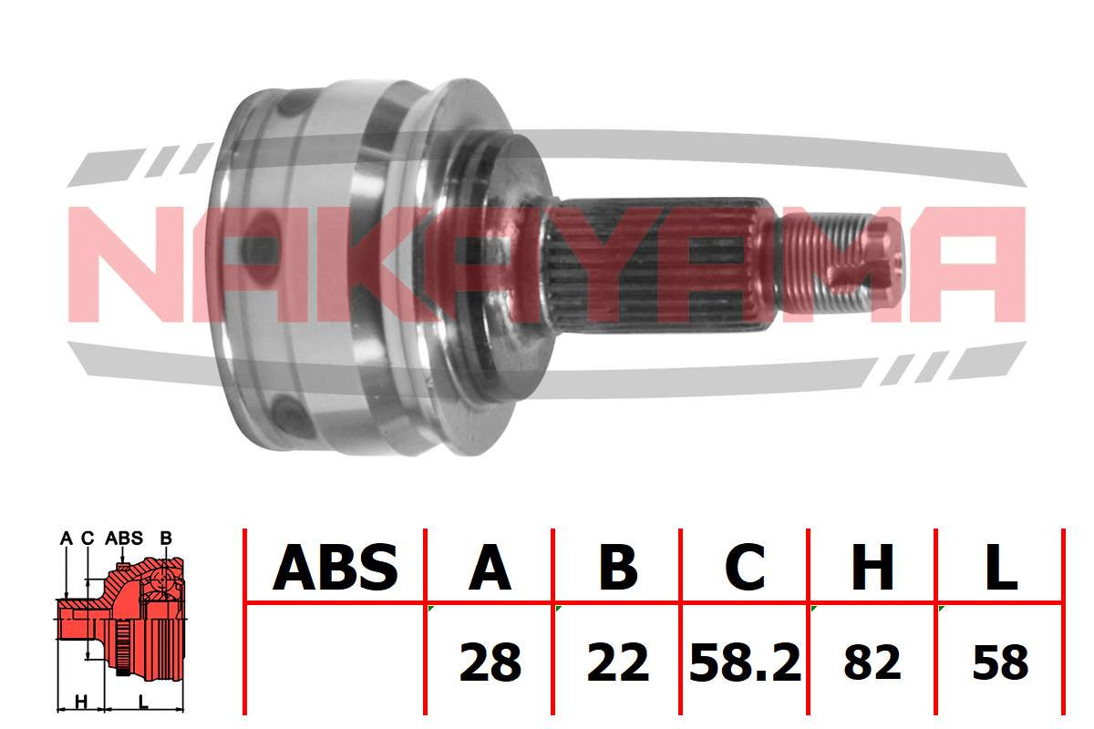 Шрус внешн. к-кт suzuki grand vitara/escudo jb416/jb420/jb627 06- (28x22x140x58.2) Nakayama NJ812NY