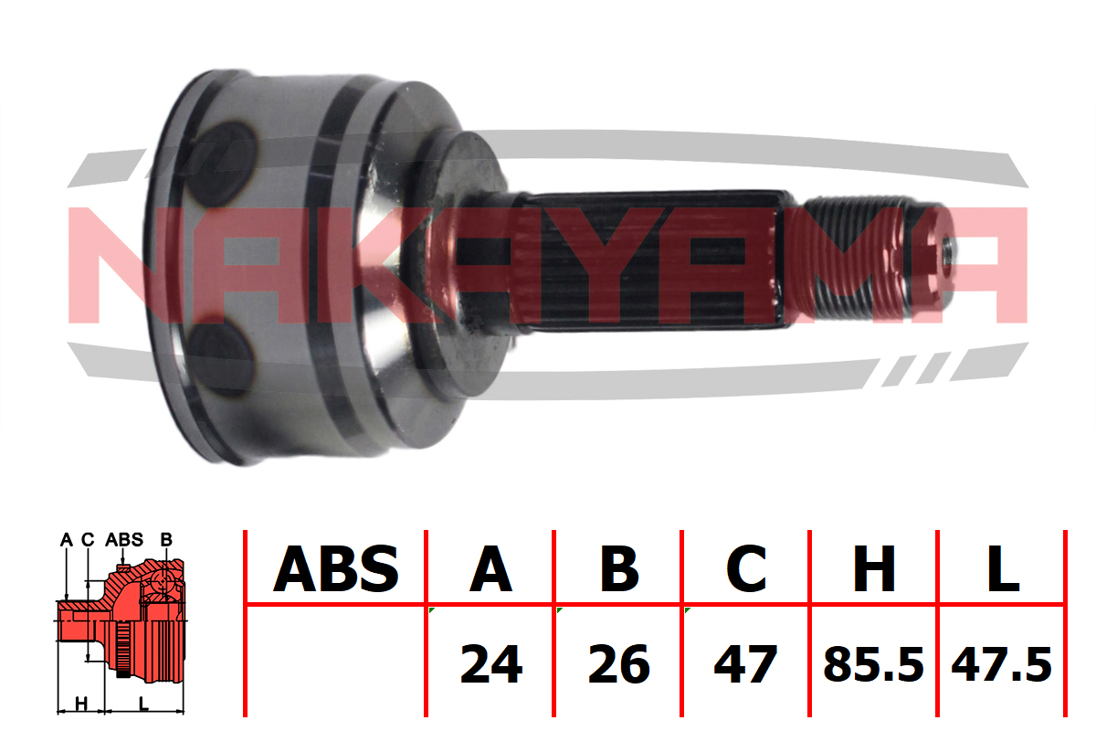 Шрус внешн. к-кт toyota passo kgc10 04-10, daihatsu sirion m300 04-10 (24x26x133x47) Nakayama NJ820NY