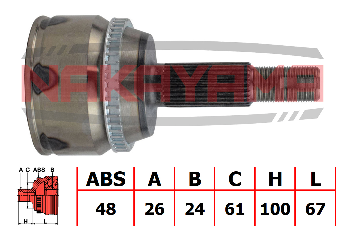 Шрус внешн. к-кт toyota camry acv3/mcv3 01-06, VI (v40) 06-11, kluger II (_asu4_,_gsu4_,_mhu4_) 07- - Nakayama NJ840NY