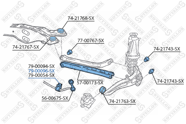 79-00096-SX_втулка стабилизатора заднего!  Opel Vectra 1.8-2.5 95-02 | зад | - Stellox 7900096SX