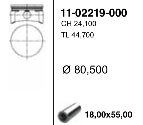 Поршень ДВС без колец Opel Vectra 1.8 16V x18xe =80.5 1.2x1.2x2 std 98> - YENMAK 1102219000