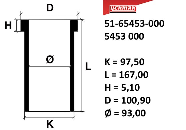 Гильза цилиндра ДВС - YENMAK 5165453000