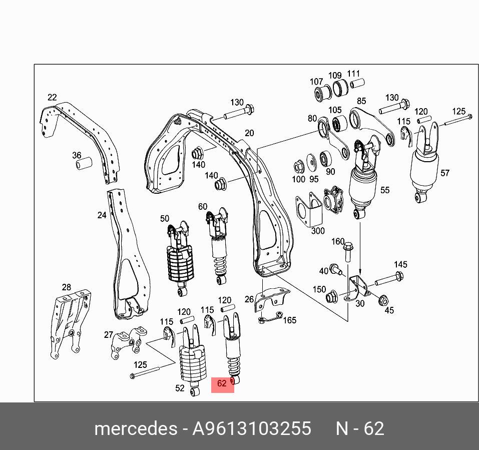 Амортизатор кабины задний - Mercedes A9613103255