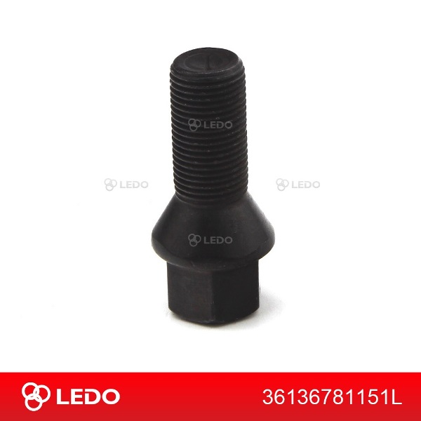 Болт колеса M14x1.25 конус, ключ 17, чёрный - LEDO 36136781151L