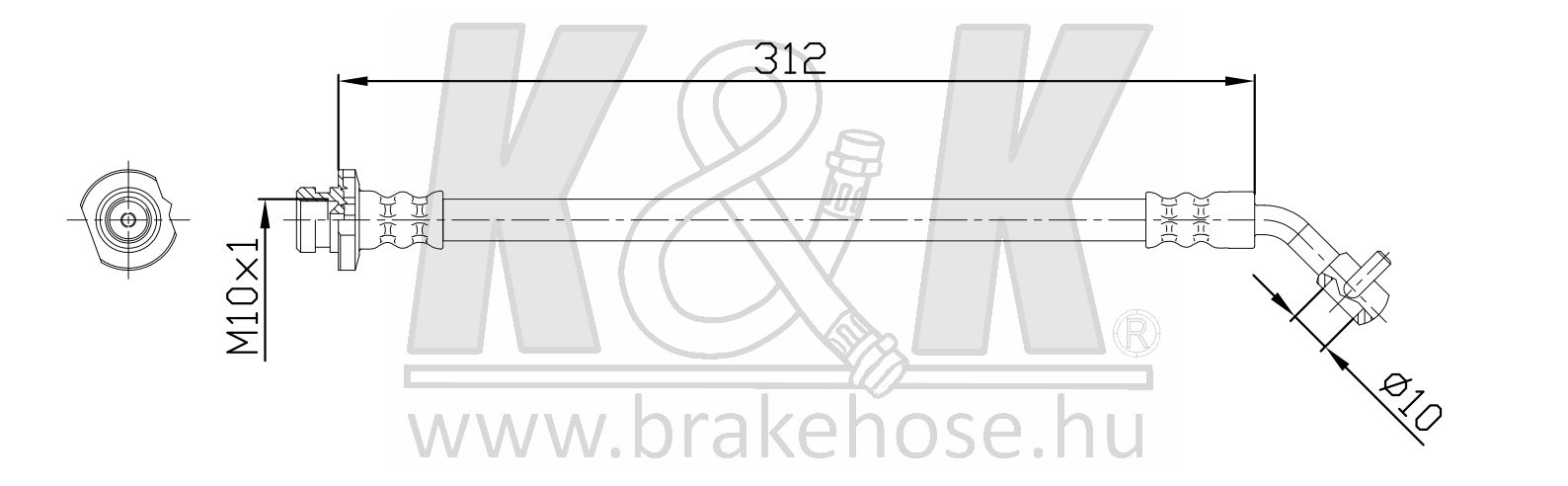 шланг тормозной задний левый - K&K FT1257