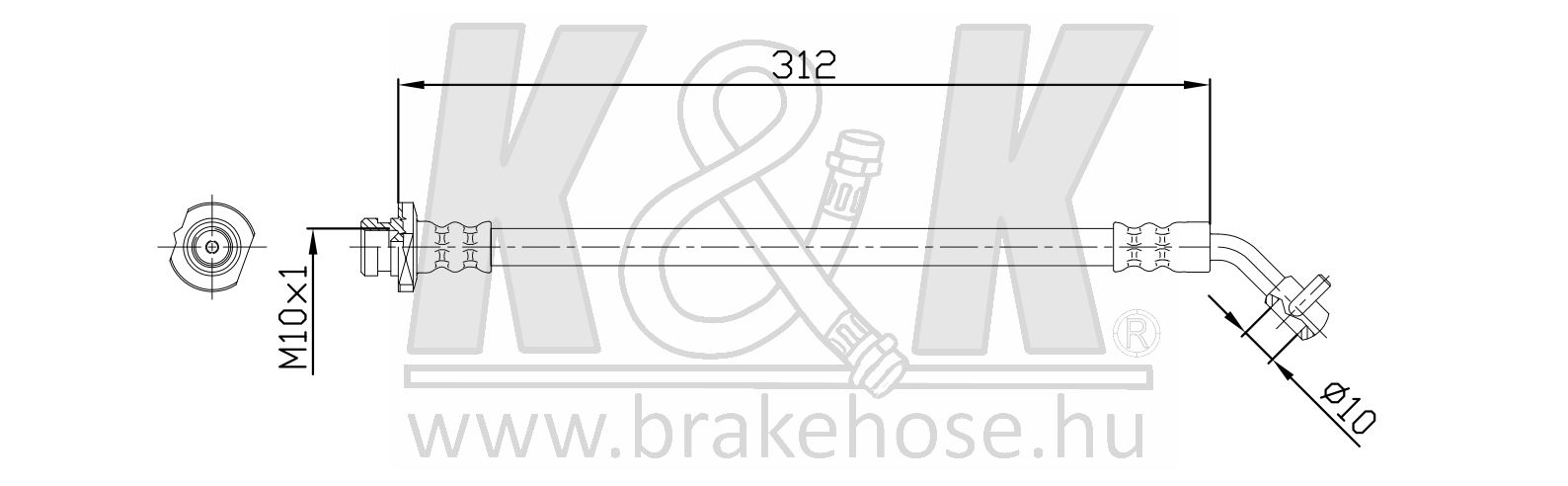 шланг тормозной задний правый - K&K FT1256