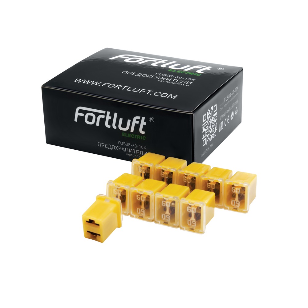 Предохранители картриджные 60A серия fus08 набор 10 шт. - Fortluft fus08-60-10k
