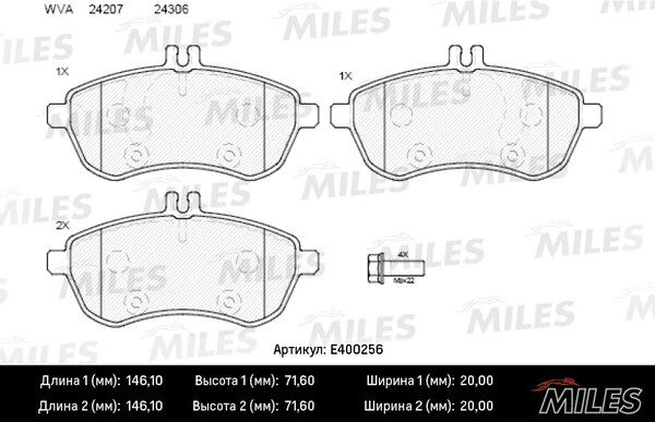 Колодки тормозные mercedes w204/w212 передние - Miles E400256