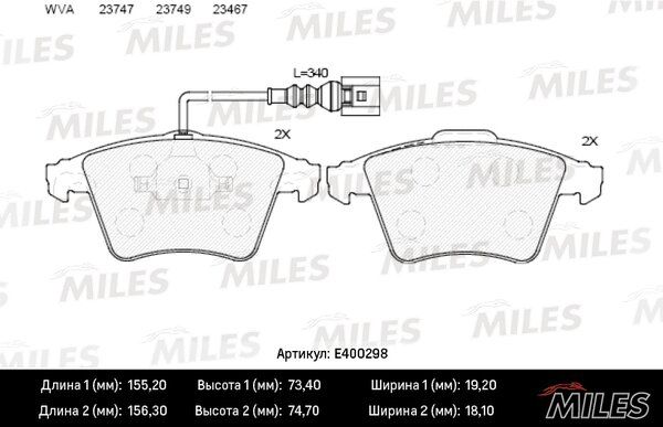 Колодки тормозные volkswagen touareg R16 03> передние - Miles E400298