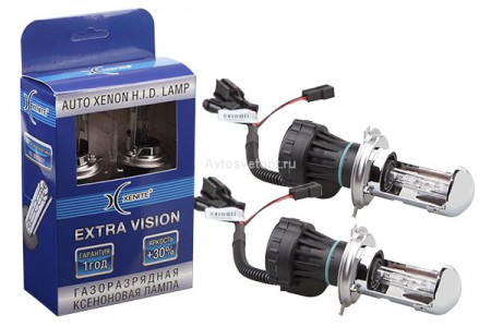 Ксеноновая лампа Extra Vision Яркость +30% - H4 H/L биксенон (4300к) (комплект 2 шт.) - XENITE 1004103