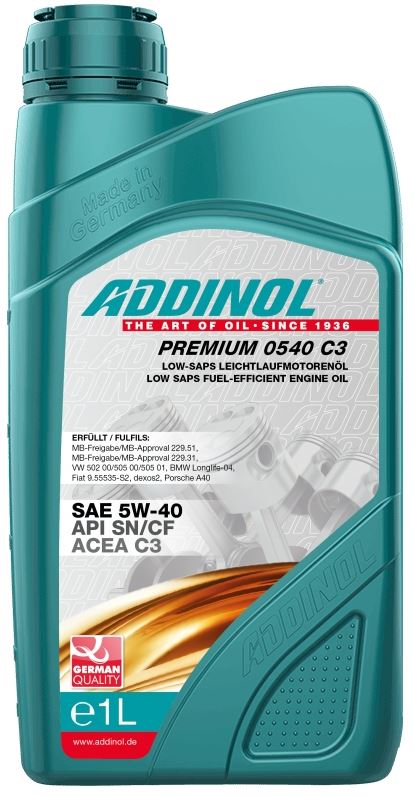 Масло моторное addinol premium 0540 5w40 C3 (1 Л) - Addinol 4014766074331