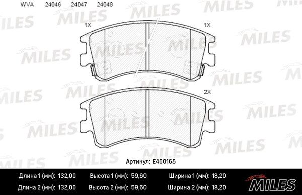 Колодки тормозные mazda 6 02>с индикат.износа передние - Miles E400165
