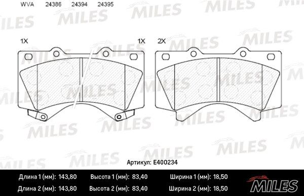 Колодки тормозные toyota land cruiser j200 4.5d/4.7 07-/lexus lx570 08- передние - Miles E400234