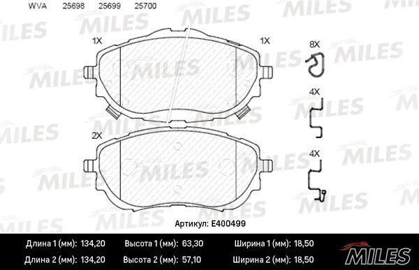 Колодки тормозные toyota auris 12-/corolla 13- передние - Miles E400499