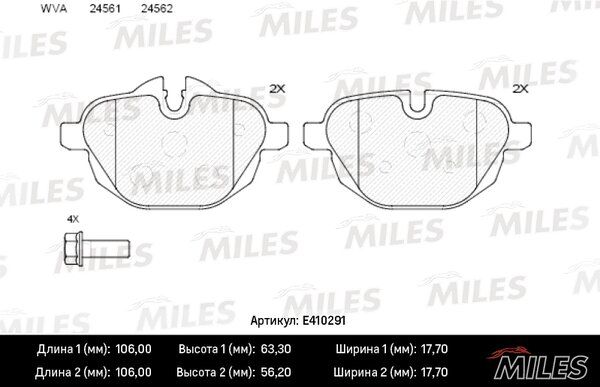 Колодки тормозные дисковые - Miles E410291