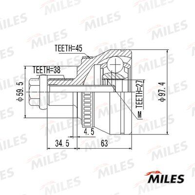 Шрус audi A4 1.8-3.0 00- нар.(ABS) - Miles GA20029