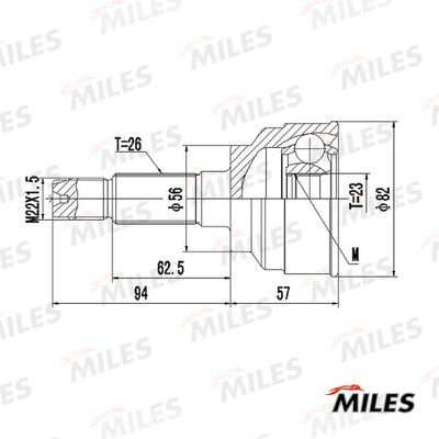 Шрус mazda 626 1.8/2.0d 87-97 нар. - Miles GA20229