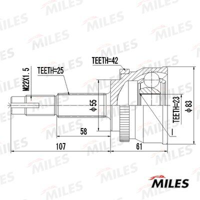 Шрус nissan sunny 1.5-1.8 90-98 нар.(ABS) - Miles GA20332