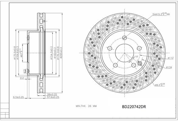 Диск тормозной mercedes w204/w212 09- передний D=295мм.с перфорацией - Miles K001326