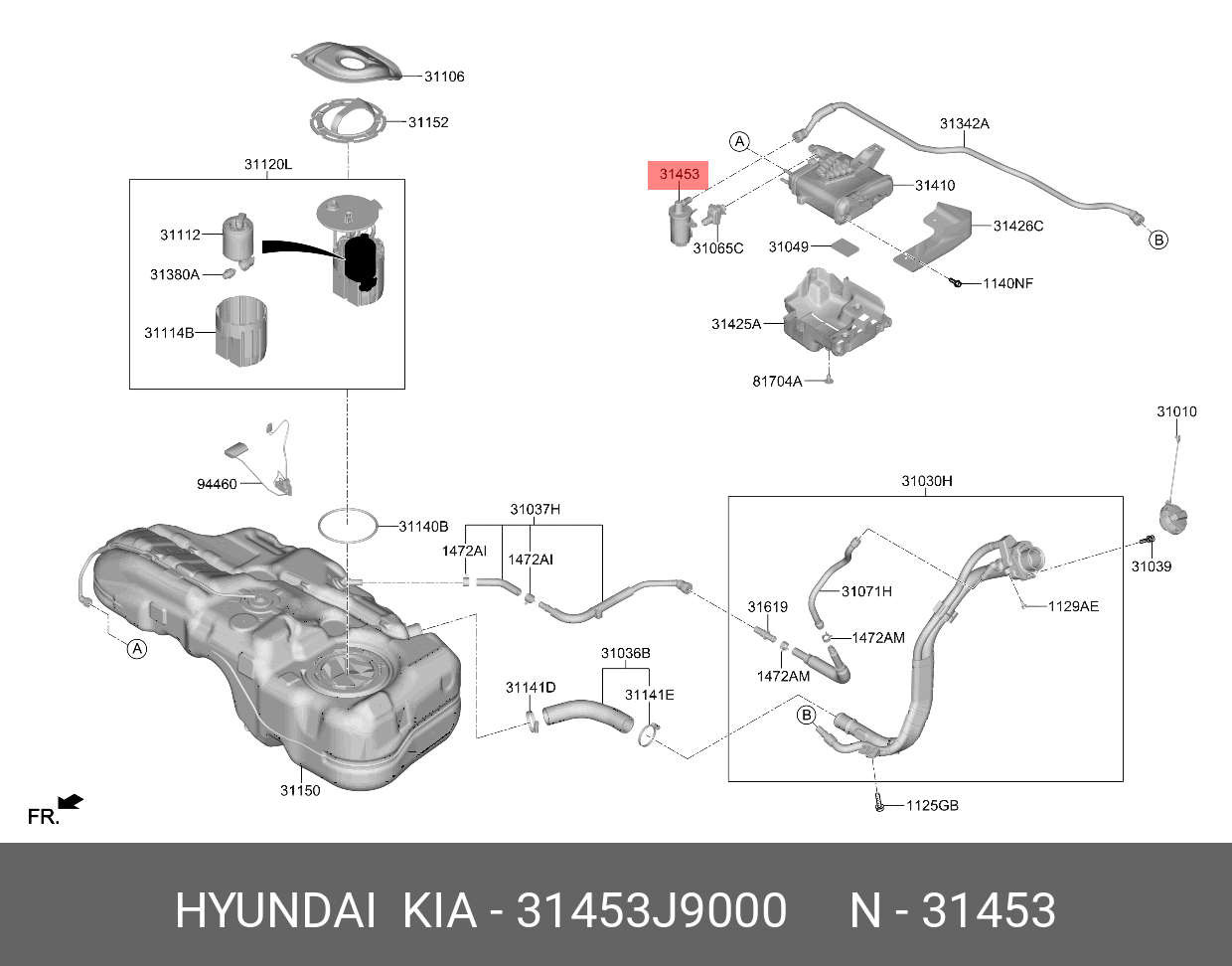 Фильтр воздушный абсорбера топливного бака - Hyundai/Kia 31453J9000