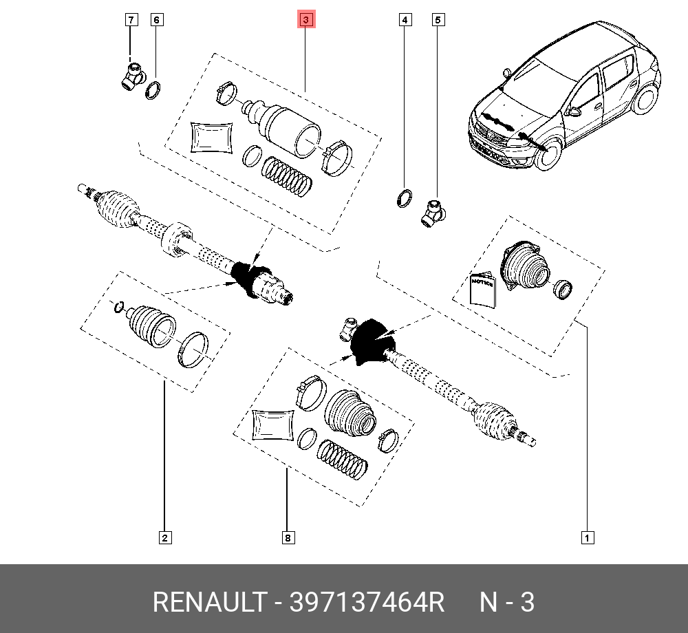 Пыльник шруса внутр. прав. привода - Renault 397137464R