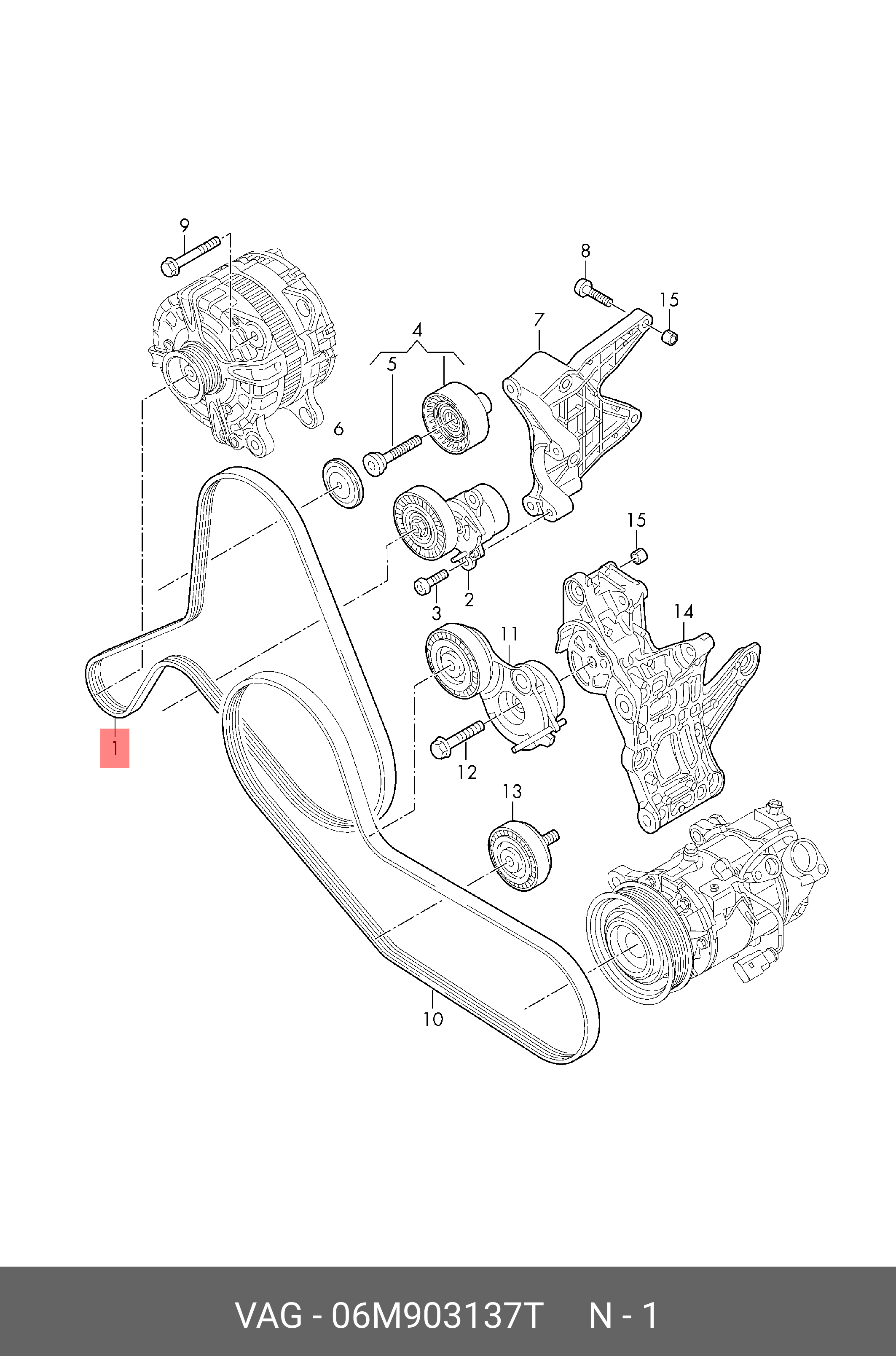ремень генератора - VAG 06M903137T