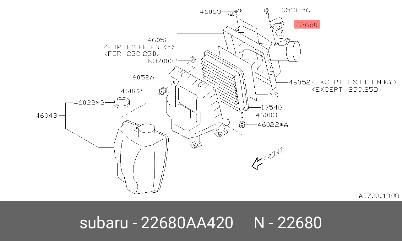 Расходомер воздуха - Subaru 22680AA420