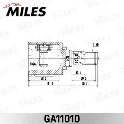 Шрус Nissan X-Trail 00-06 внутр. Лев. - Miles GA11010