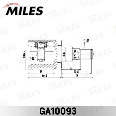 Шрус nissan pathfinder r51m 2005-2013 внут. - Miles GA10093