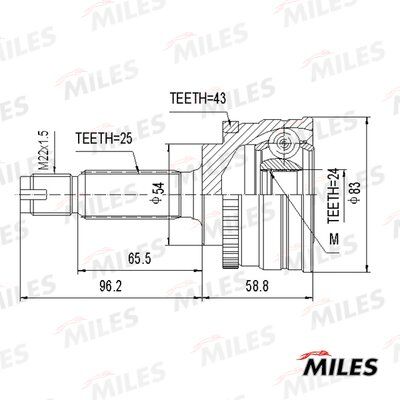 Шрус mitsubishi galant vii-viii 92-03 нар abs Miles GA20667 4593₽