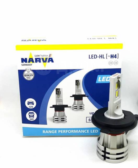 Лампа H4 12/24v 21W narva Range Performance LED (6500k) (2шт) евробокс P43t - Narva 180323000