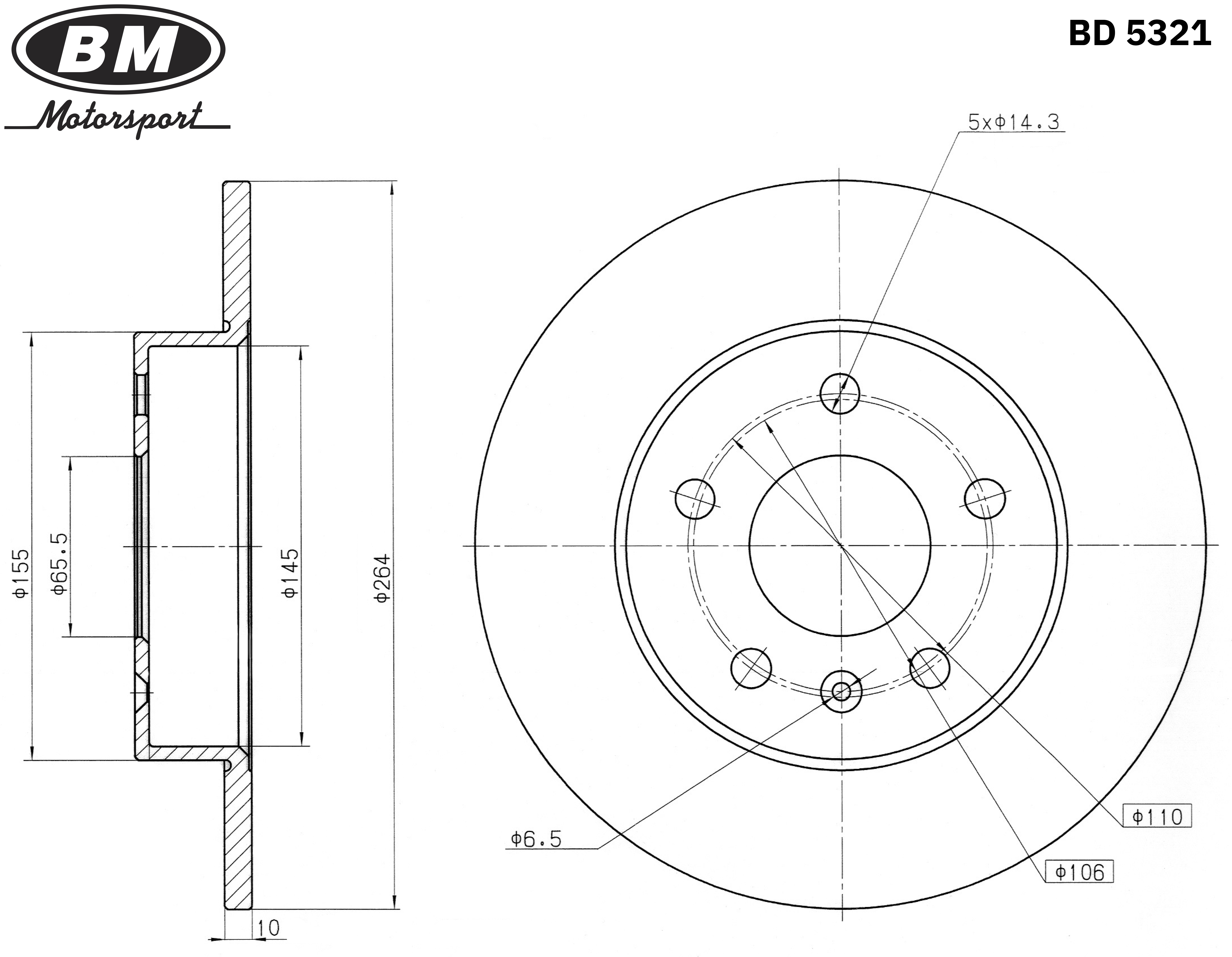 Диск тормозной задний - BМ-Motorsport BD5321