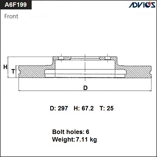 Диск тормозной передний - ADVICS A6F199B