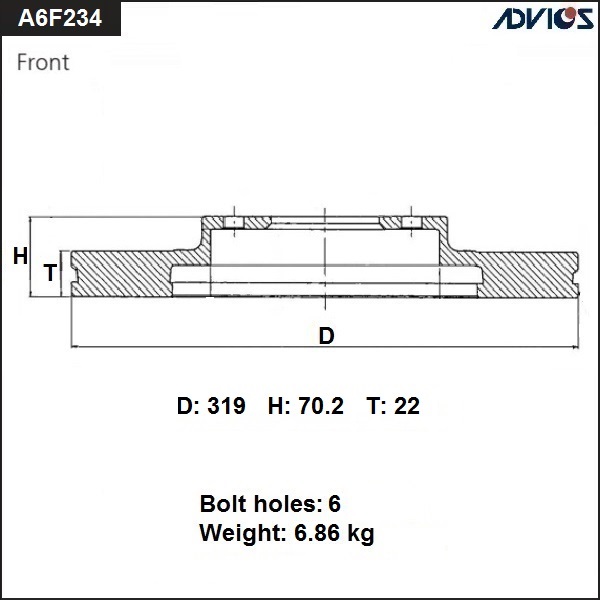 Диск тормозной пер. - ADVICS A6F234B