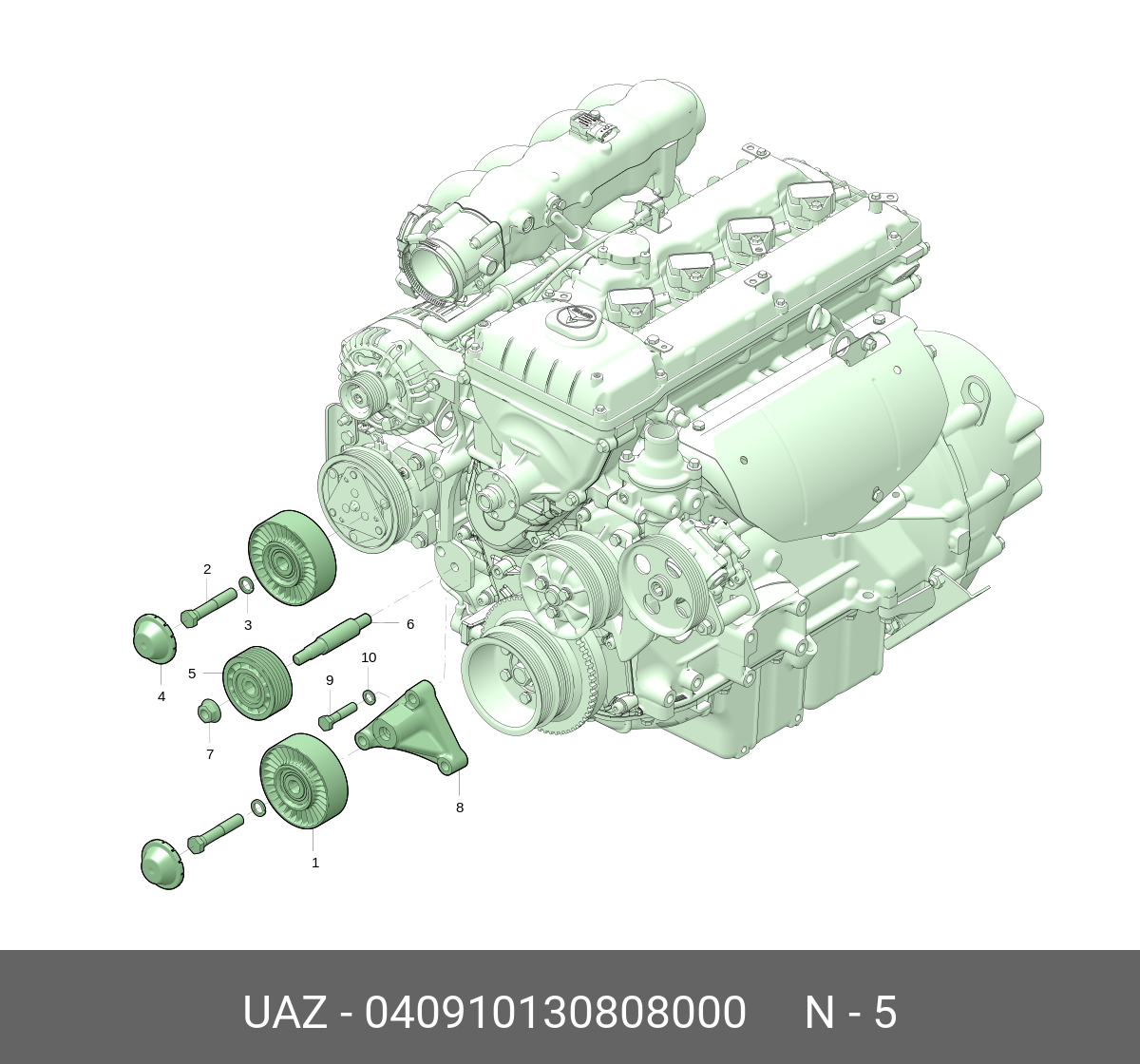 Ролик натяжной, 4091.1308080 - ZMZ 040910130808000