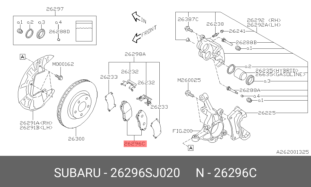 Колодки тормозные передние к-кт forester 19my | перед | - Subaru 26296-SJ020