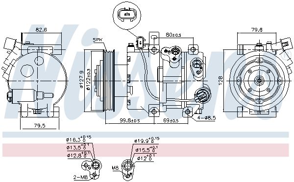 Компрессор кондиционера hyundai i40 (vf) 12-, i40 (vf) 15-, i40 CW (vf) 11-, i40 CW (vf) 15- - Nissens 890423