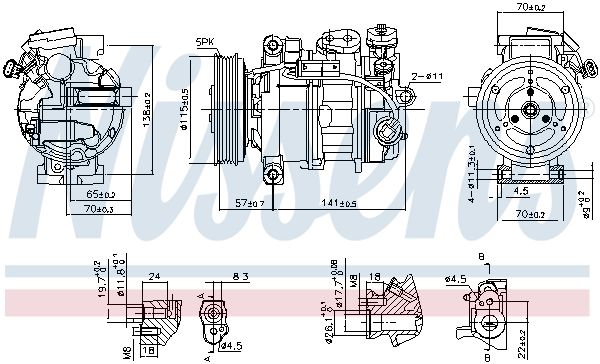 Компрессор кондиционера mercedes-benz CLA 2.0 L4, cla45 AMG 4Matic 2.0 L4 - Nissens 890246