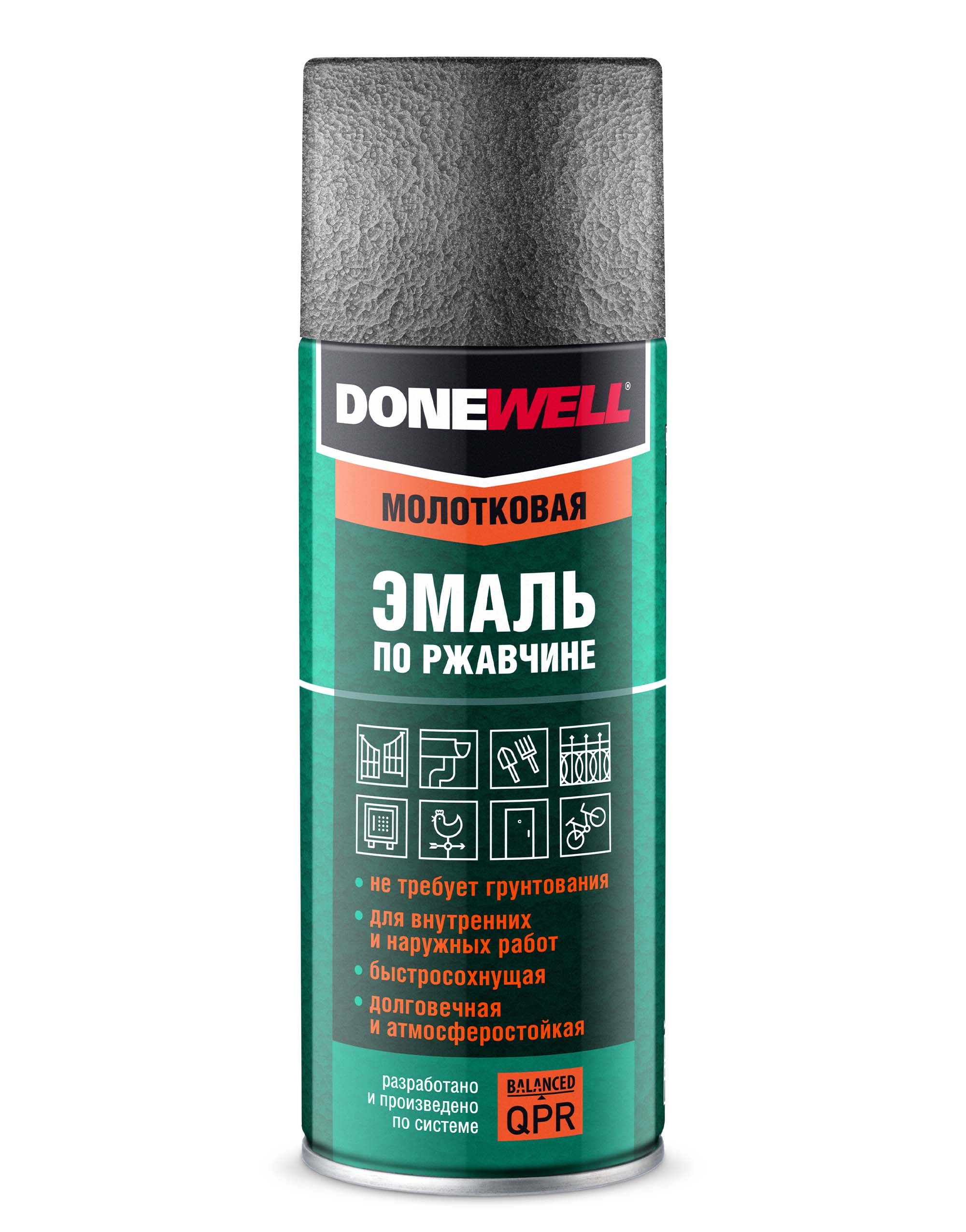 Эмаль по ржавчине молотковая Серебристая 520 мл - DONEWELL DW-3001