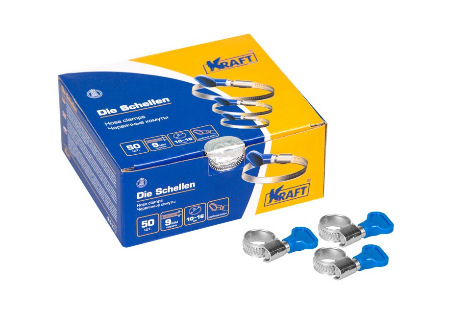 Хомут с ключом 10-16 мм - KRAFT KT 880501