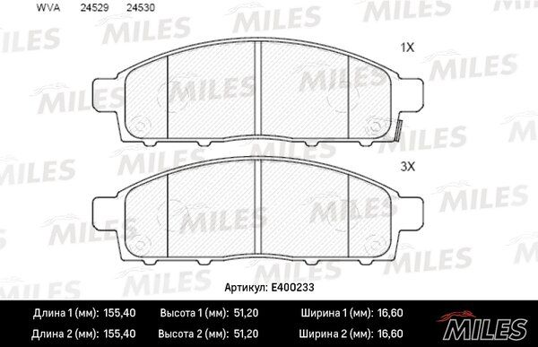 Колодки тормозные mitsubishi pajero sport/montero sport 08>/l200 05> передние - Miles E400233