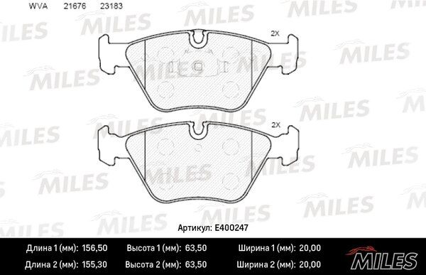 Колодки тормозные BMW E46 99-05/e83 04- передние - Miles E400247