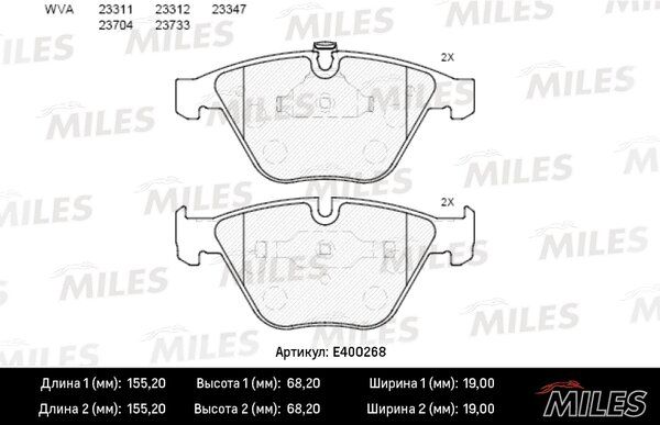 Колодки тормозные BMW e60/e61/e65 передние - Miles E400268