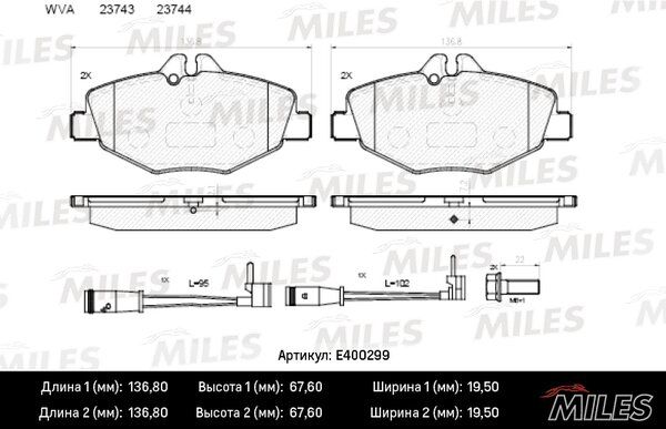 Колодки тормозные mercedes w211 02> передние - Miles E400299