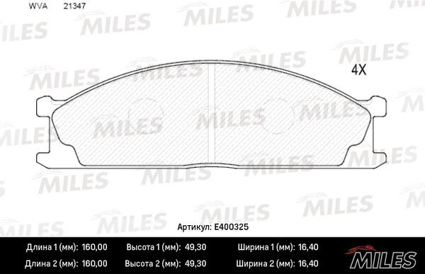 Колодки тормозные nissan terrano 87-98/pick UP 98- передние - Miles E400325