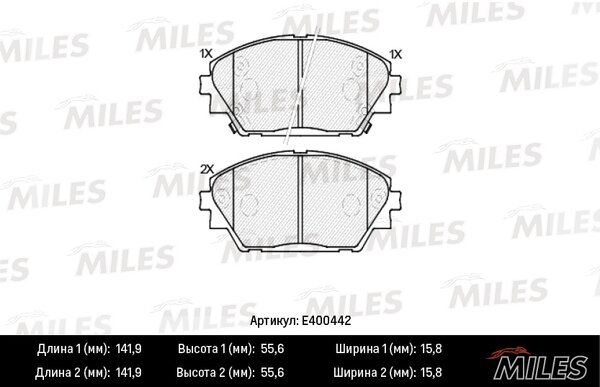 Колодки тормозные mazda 3 13- передние - Miles E400442