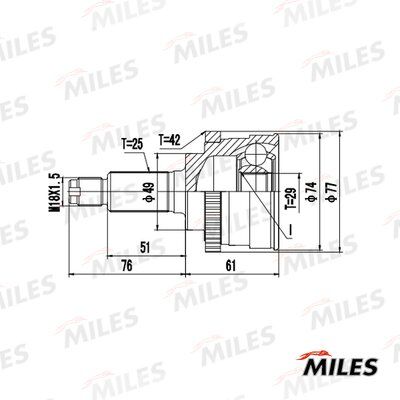 Шрус suzuki baleno/liana 1.3-1.6 98- нар.(ABS) - Miles GA20432