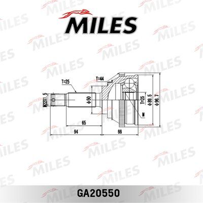Шрус наружн. ком-кт hyundai lantra 95-00 ABS - Miles GA20550